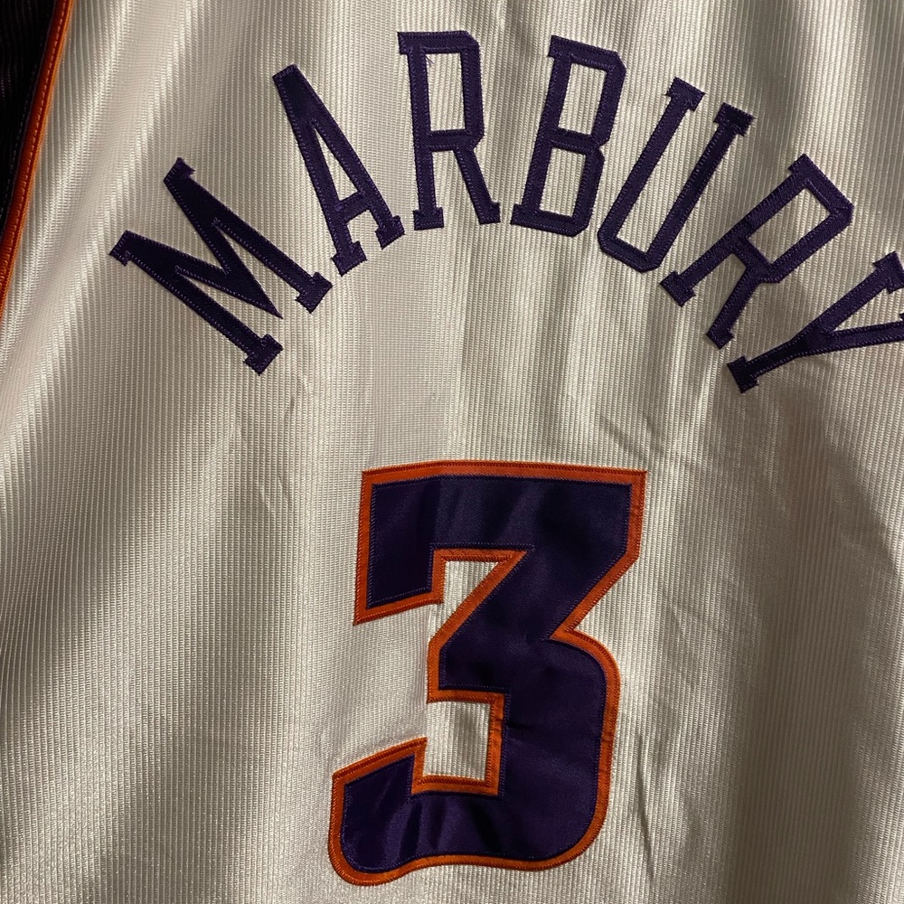 Vintage Reebok White and Purple Jersey with Orange Trim - Picture 8 of 10